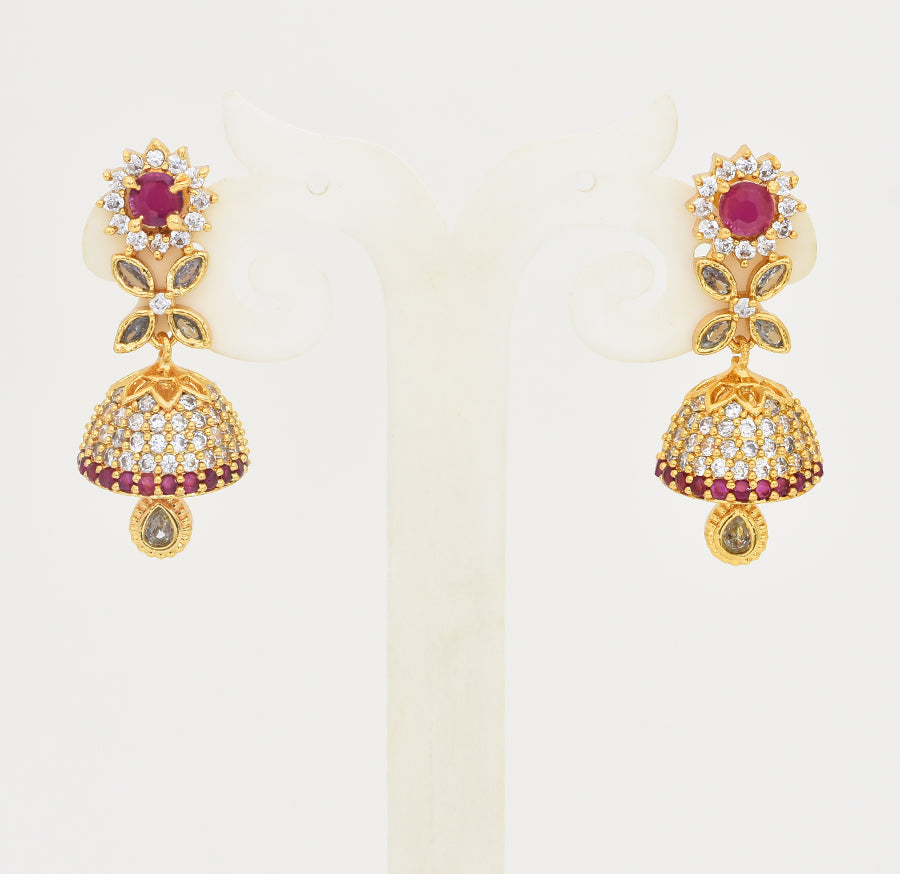 White Magenta Floret Jhumka - X061199