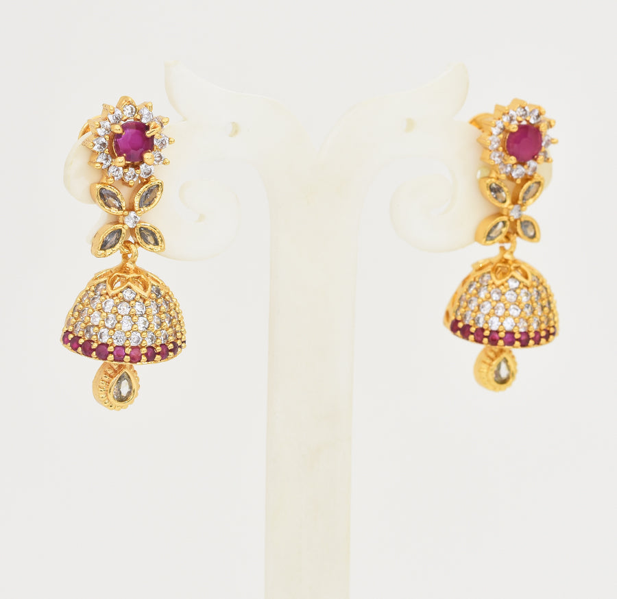 White Magenta Floret Jhumka - X061199