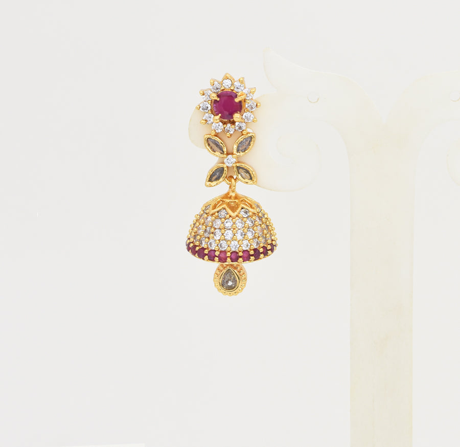 White Magenta Floret Jhumka - X061199