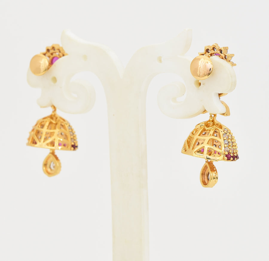 White Magenta Floret Jhumka - X061199