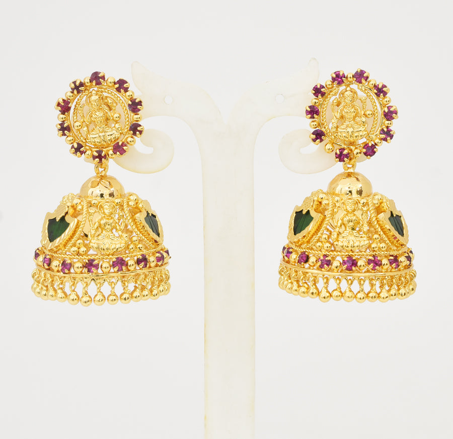 Royal Green Palakka Lakshmi Big Jhumka - Y011249