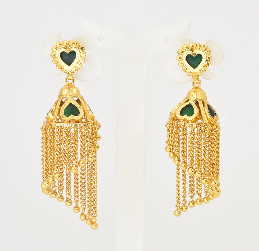 Green Lovely Palakka Hanging Jhumka - Y011254