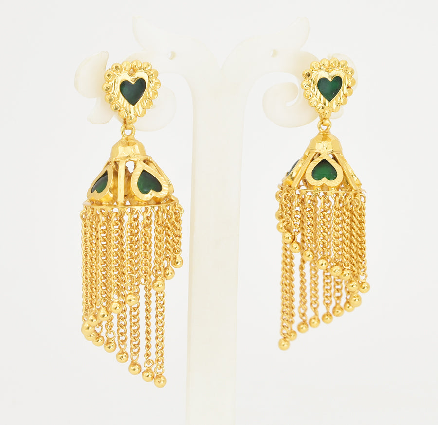 Green Lovely Palakka Hanging Jhumka - Y011254