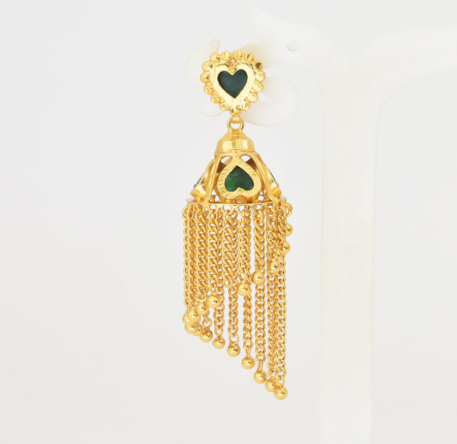Green Lovely Palakka Hanging Jhumka - Y011254