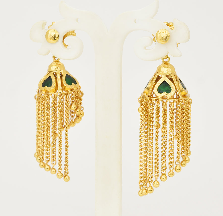 Green Lovely Palakka Hanging Jhumka - Y011254