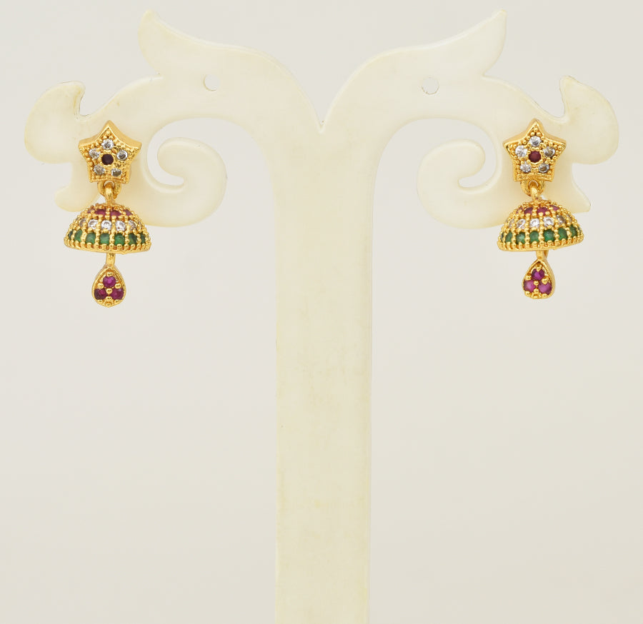 White Magenta Green Heroic Jhumka - Y041348