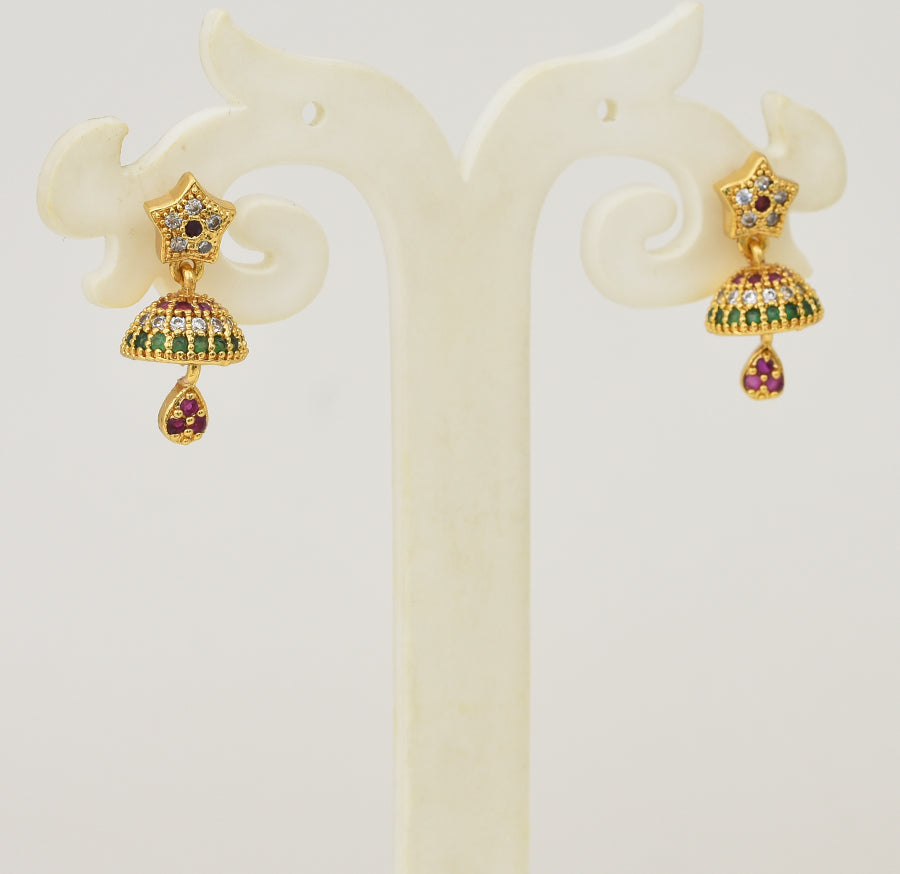 White Magenta Green Heroic Jhumka - Y041348