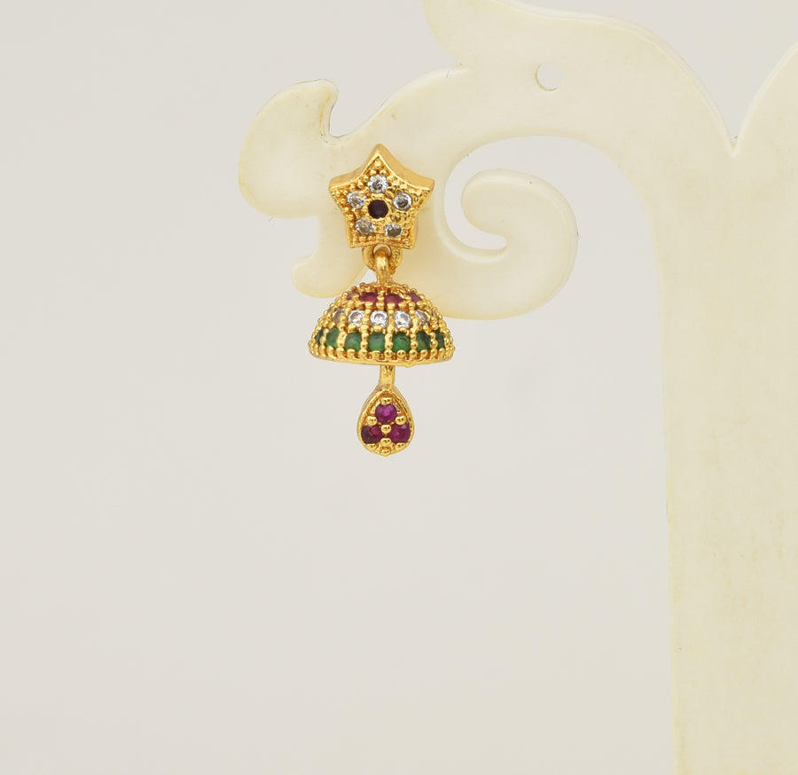 White Magenta Green Heroic Jhumka - Y041348