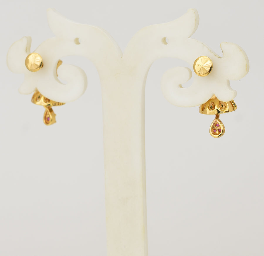 White Magenta Green Heroic Jhumka - Y041348