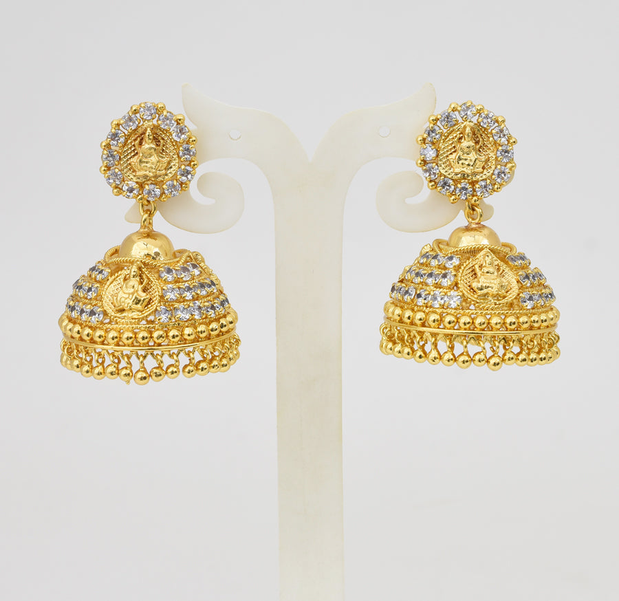 White Laxmi Big Jhumka - Y011251