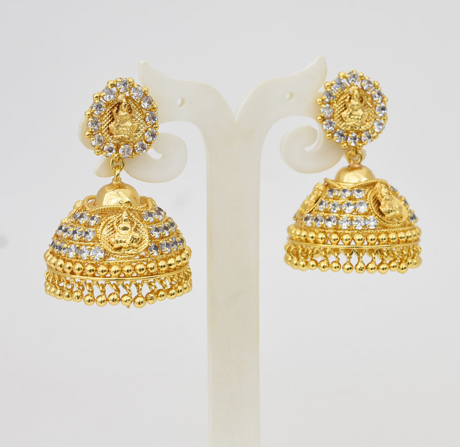 White Laxmi Big Jhumka - Y011251