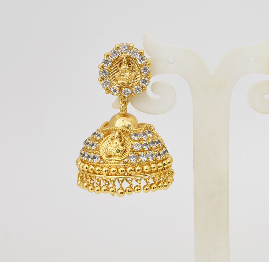 White Laxmi Big Jhumka - Y011251