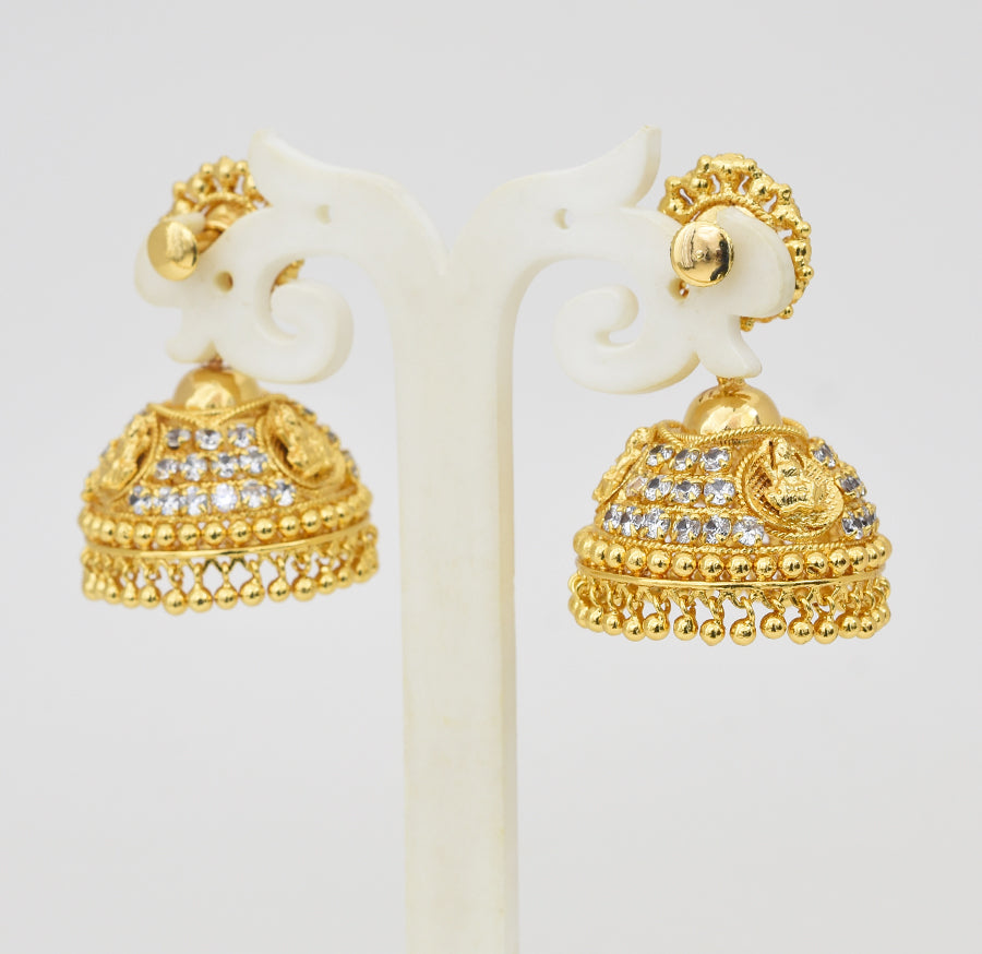 White Laxmi Big Jhumka - Y011251