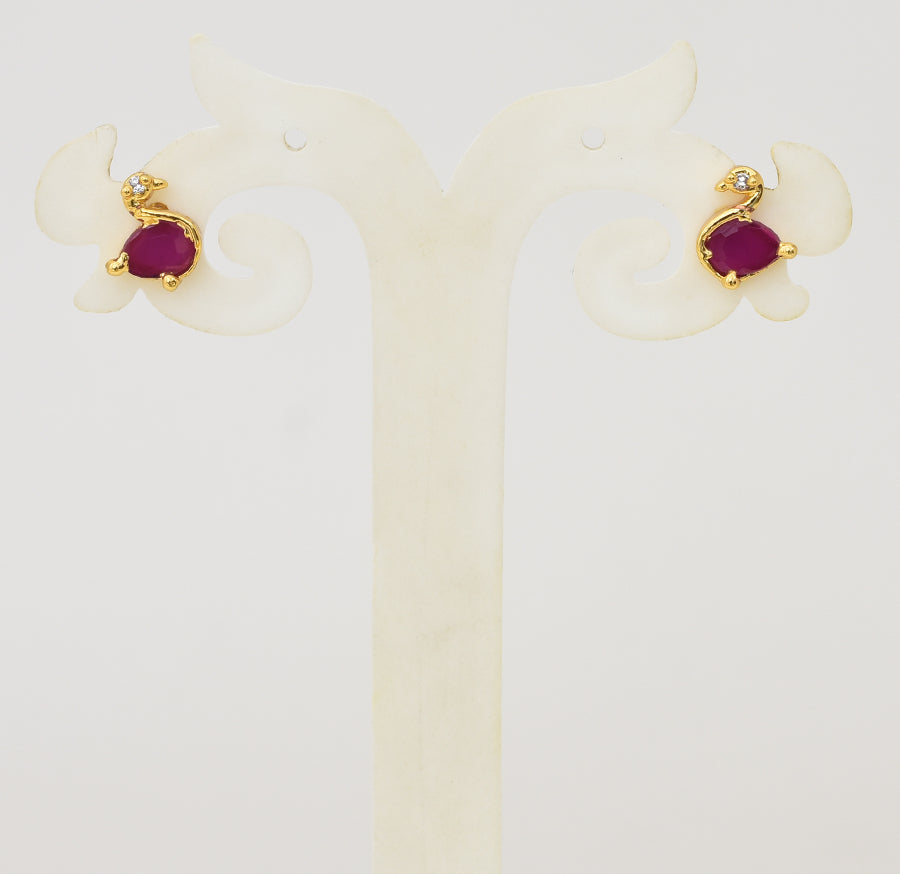 White Magenta Swan Stud - Y011264