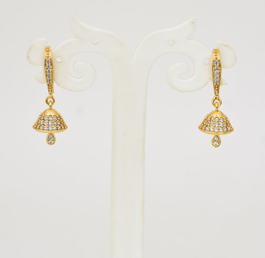 White Lucy Jhumka Hook Earring - Y031320