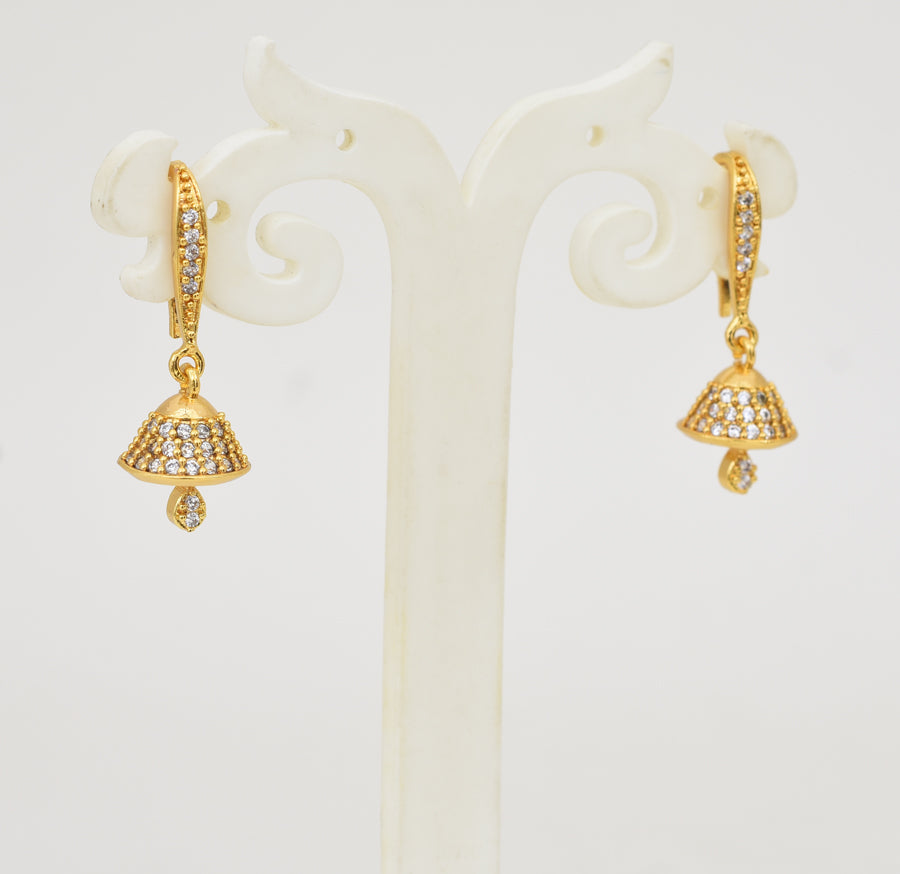 White Lucy Jhumka Hook Earring - Y031320