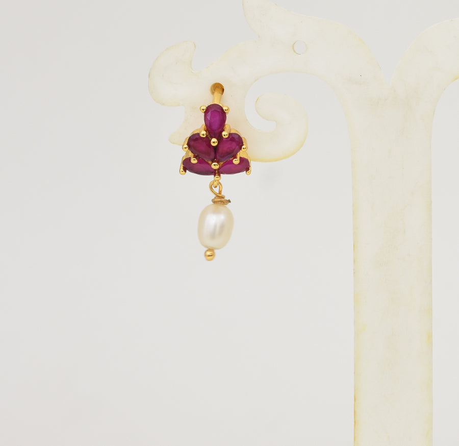 Magenta Lilium Hoop Earring - Y031327