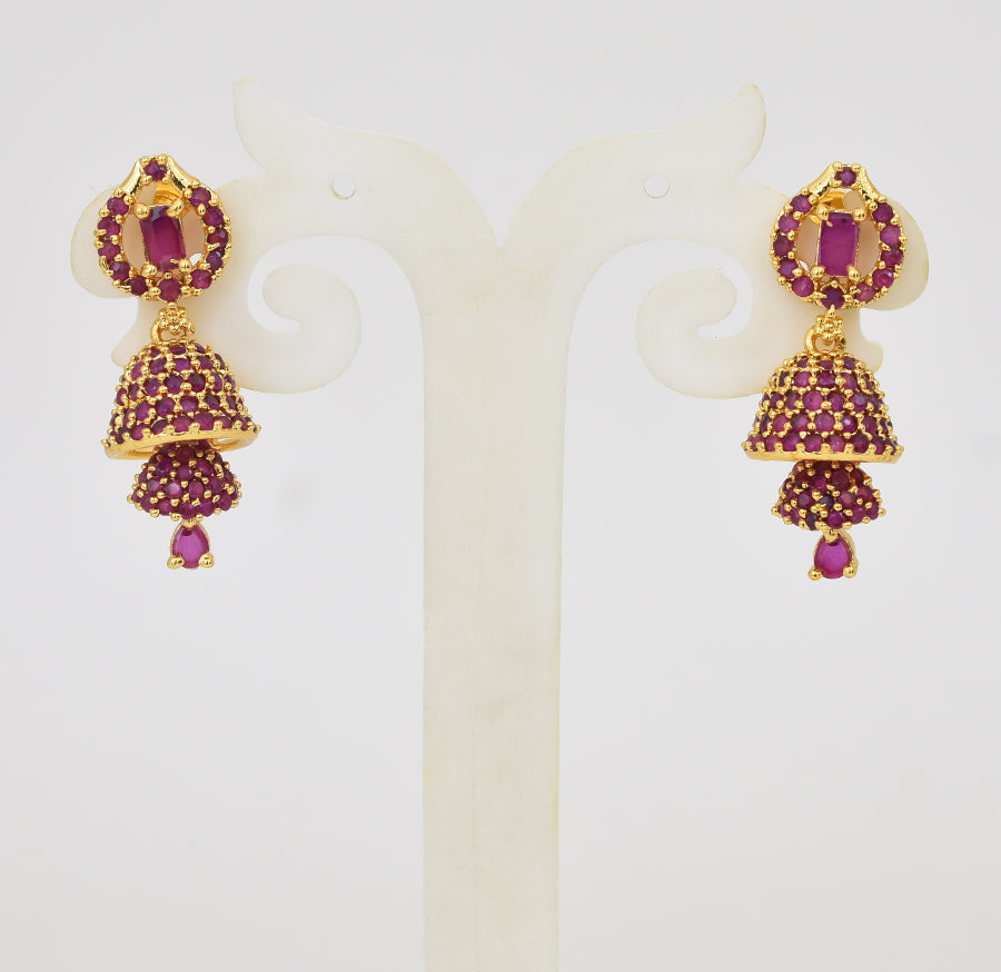 Magenta Trickle Step Jhumka - Y031322