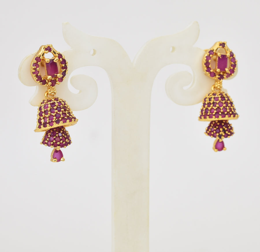 Magenta Trickle Step Jhumka - Y031322