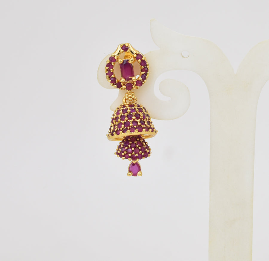 Magenta Trickle Step Jhumka - Y031322