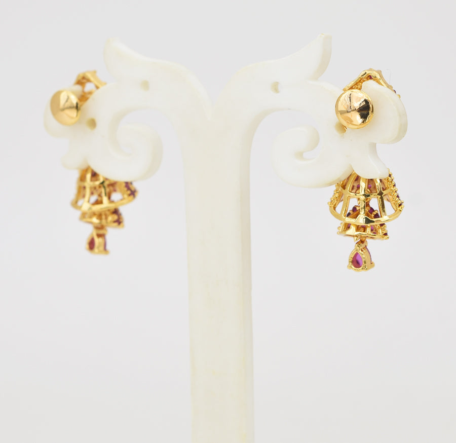 Magenta Trickle Step Jhumka - Y031322