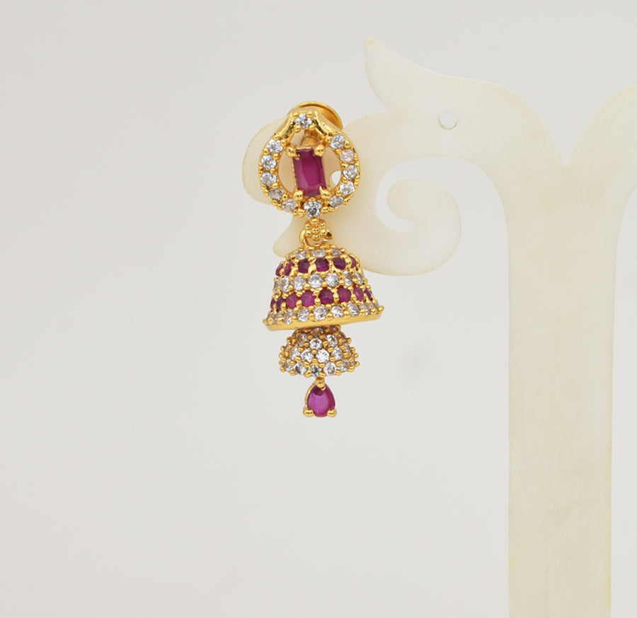 White Magenta Trickle Step Jhumka - Y031323