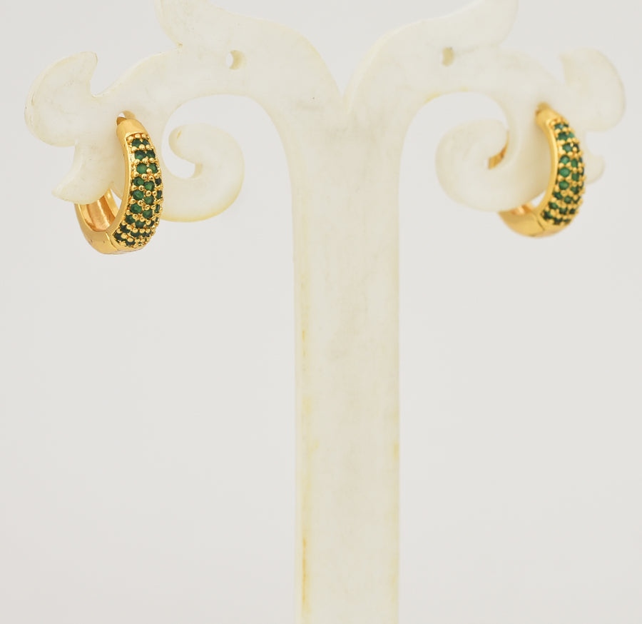 Green Savie Hoop Earring - Y041337