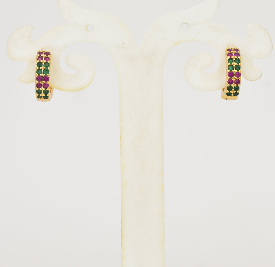 Magenta Green Radiant Hoop Earring - Y041335