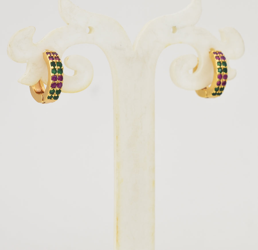 Magenta Green Radiant Hoop Earring - Y041335