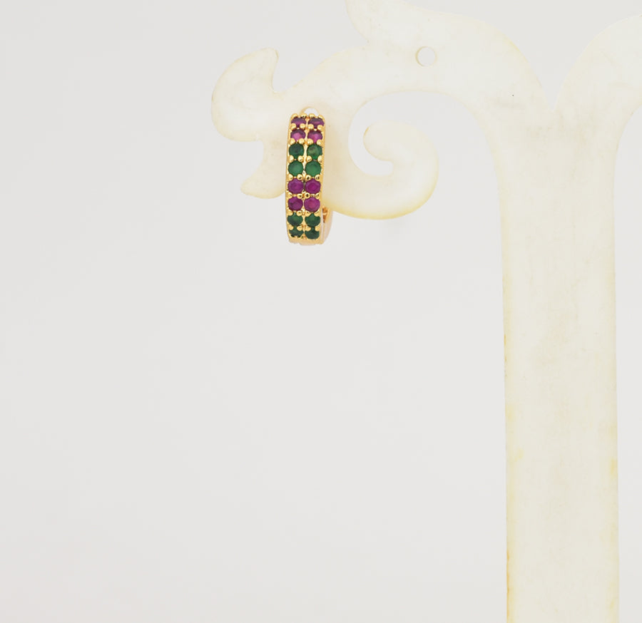 Magenta Green Radiant Hoop Earring - Y041335