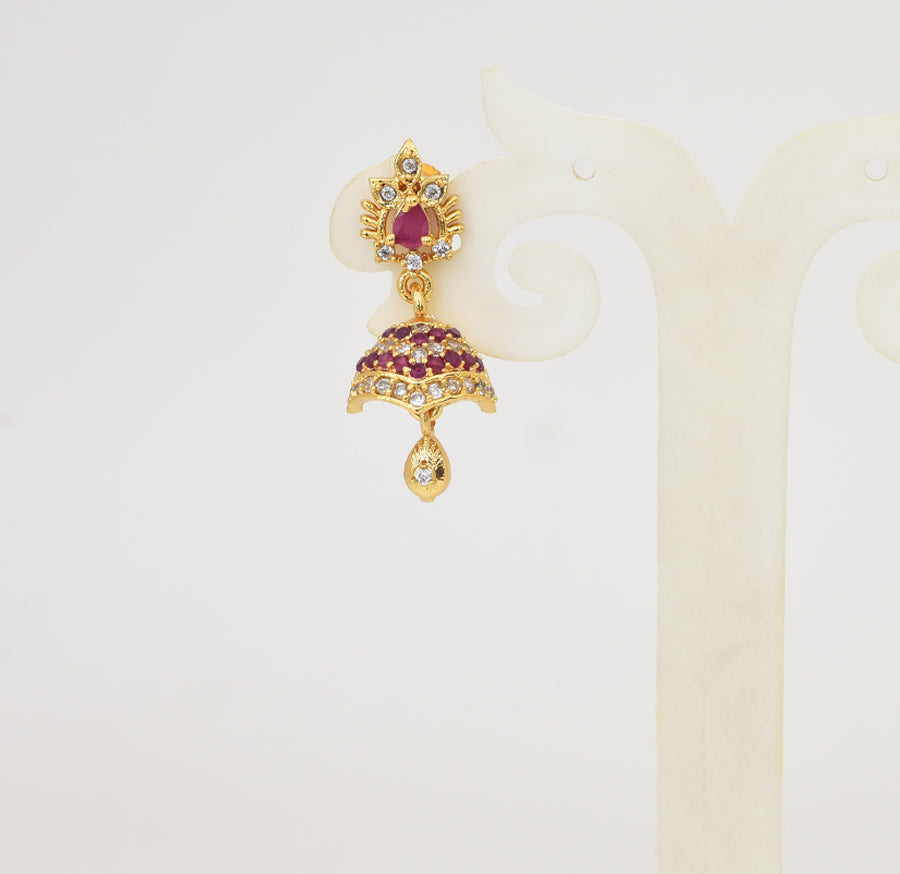 White Magenta Baroque Jhumka - Y031325
