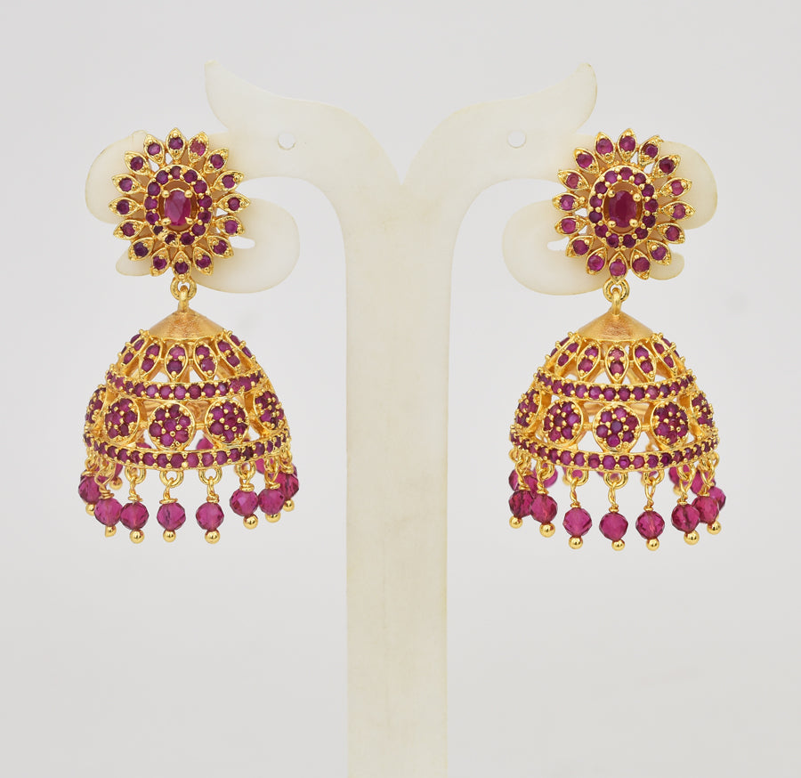 Magenta Hyacinth Medium Big Jhumka - Y031316