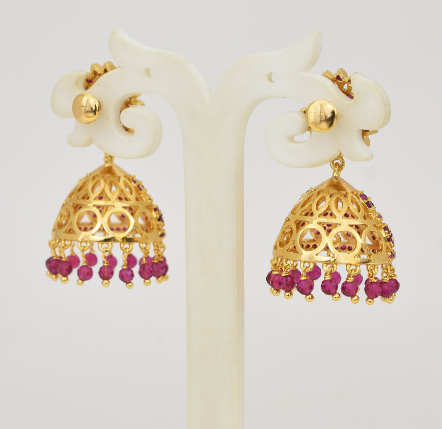 Magenta Hyacinth Medium Big Jhumka - Y031316
