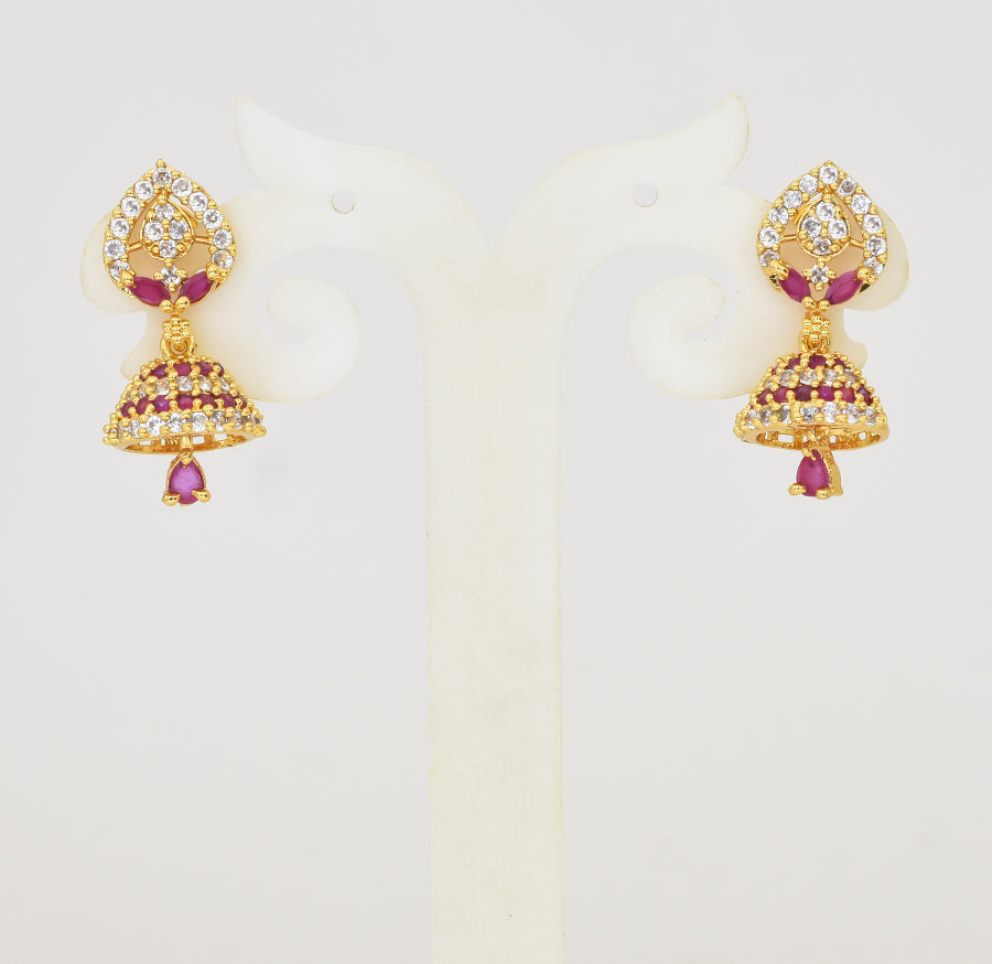 White Magenta Helina Jhumka - Y041346