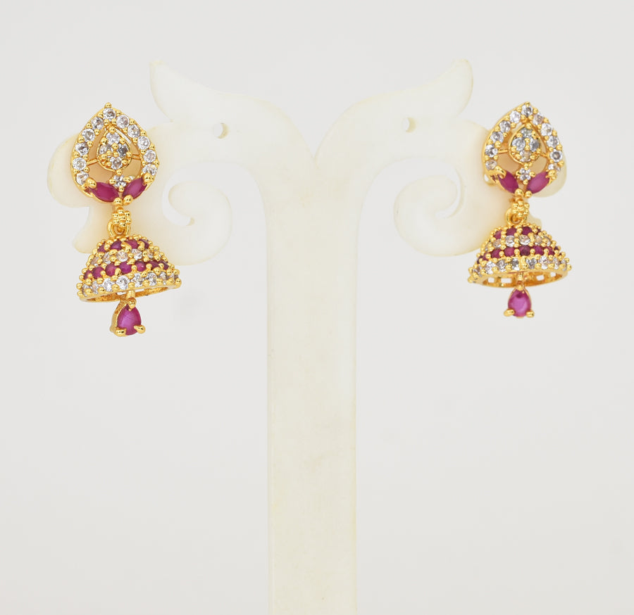 White Magenta Helina Jhumka - Y041346