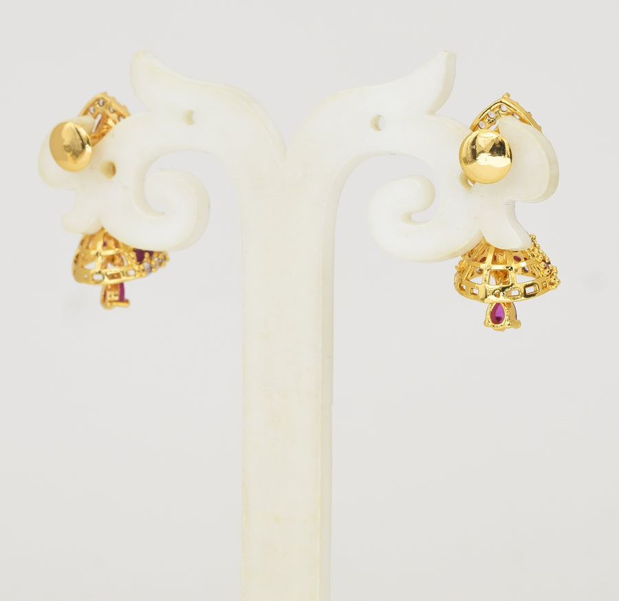 White Magenta Helina Jhumka - Y041346