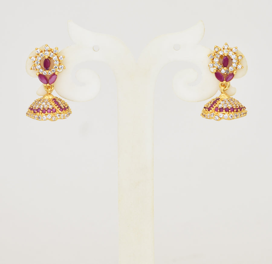 White Magenta Glinty Jhumka - Y041342