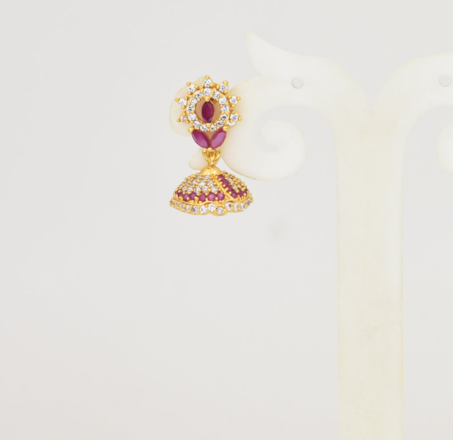 White Magenta Glinty Jhumka - Y041342