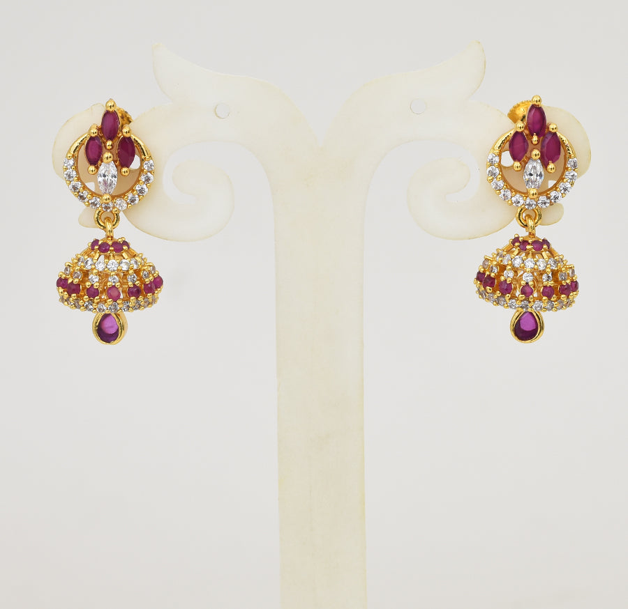 White Magenta Exquisite Jhumka - Y041343