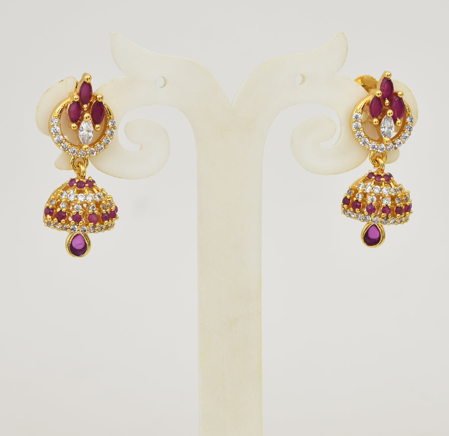 White Magenta Exquisite Jhumka - Y041343