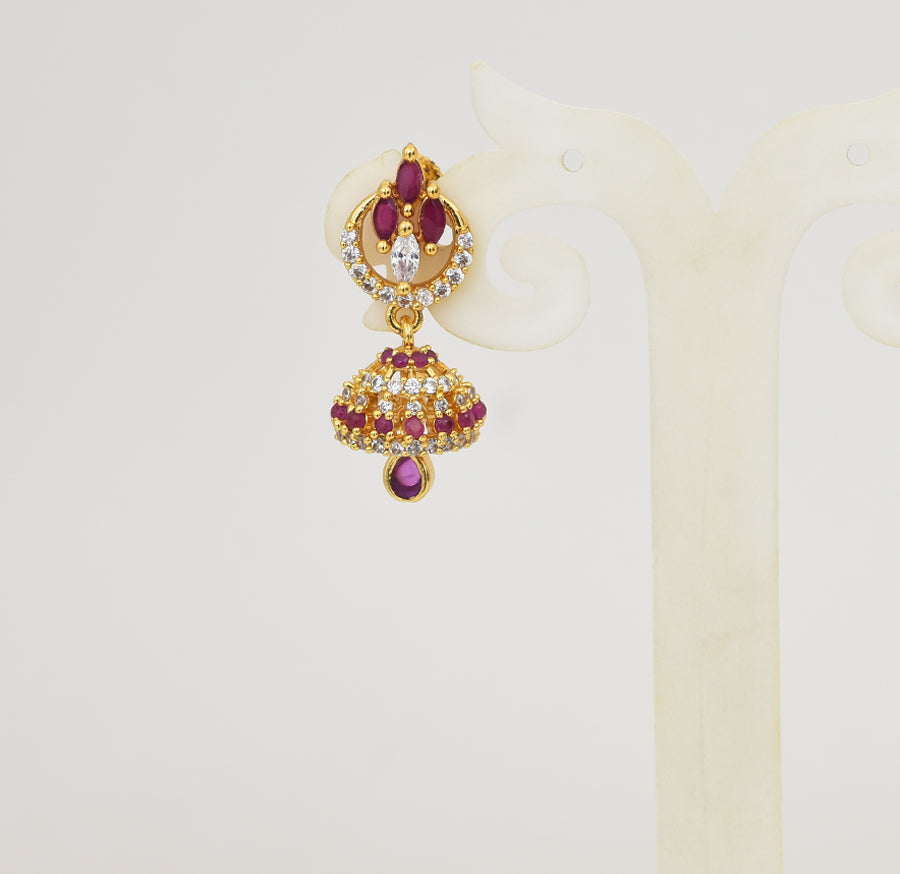 White Magenta Exquisite Jhumka - Y041343