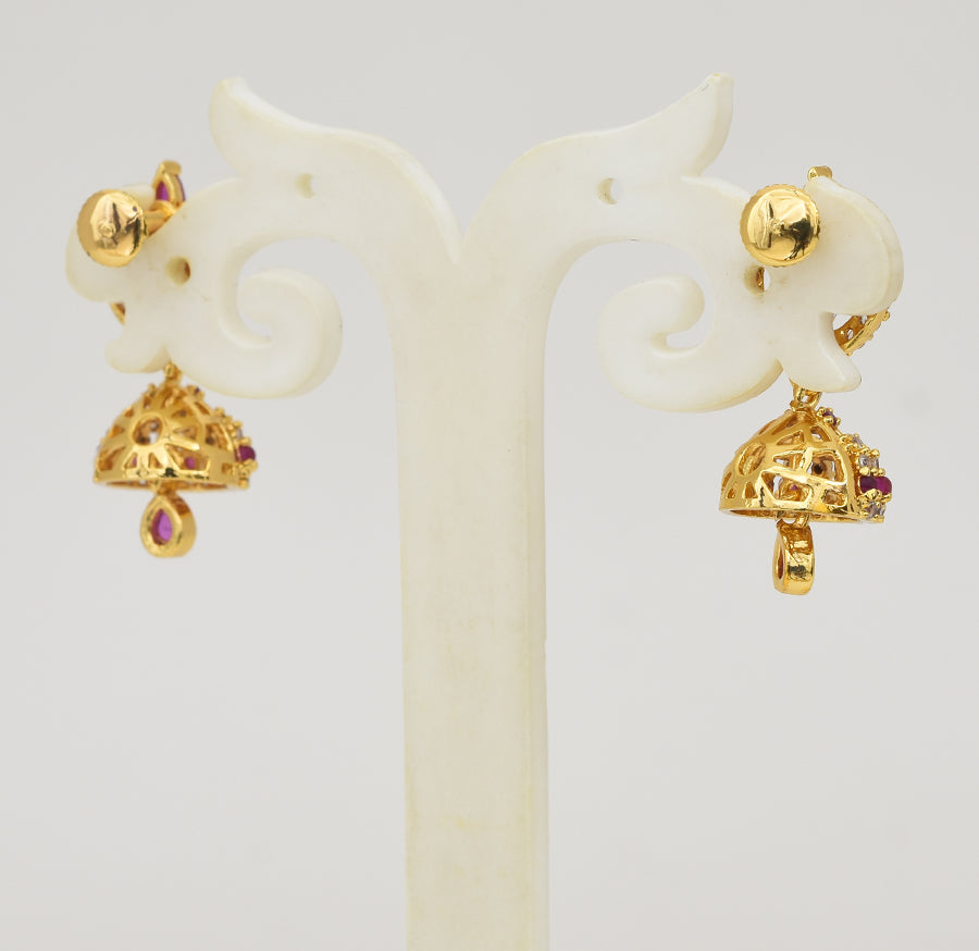 White Magenta Exquisite Jhumka - Y041343