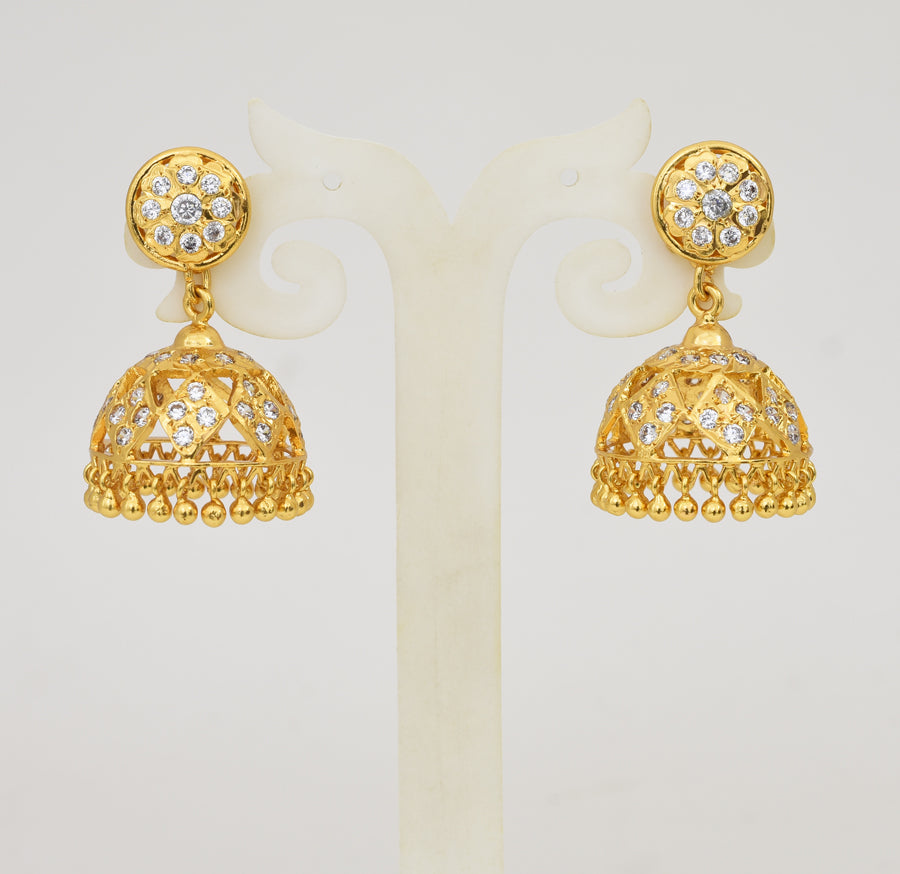 White Swivel Jhumka - Y041338