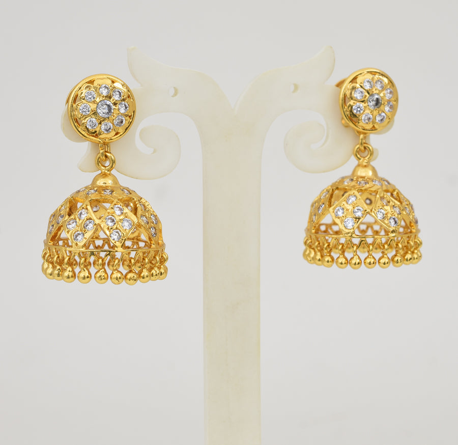 White Swivel Jhumka - Y041338