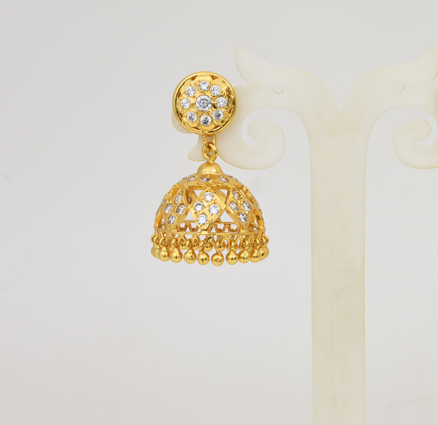 White Swivel Jhumka - Y041338