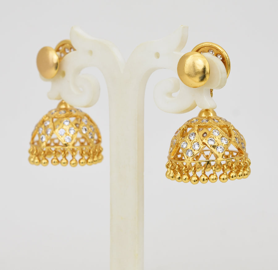 White Swivel Jhumka - Y041338