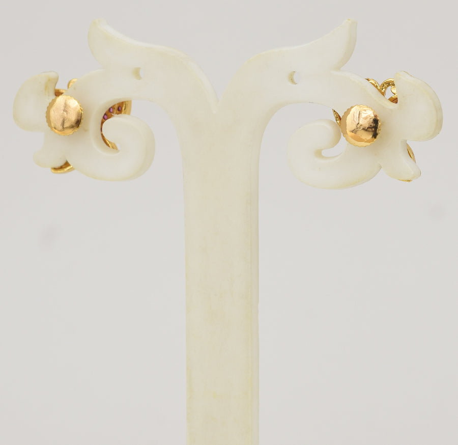 Magenta Green Butterfly Stud - Y041334