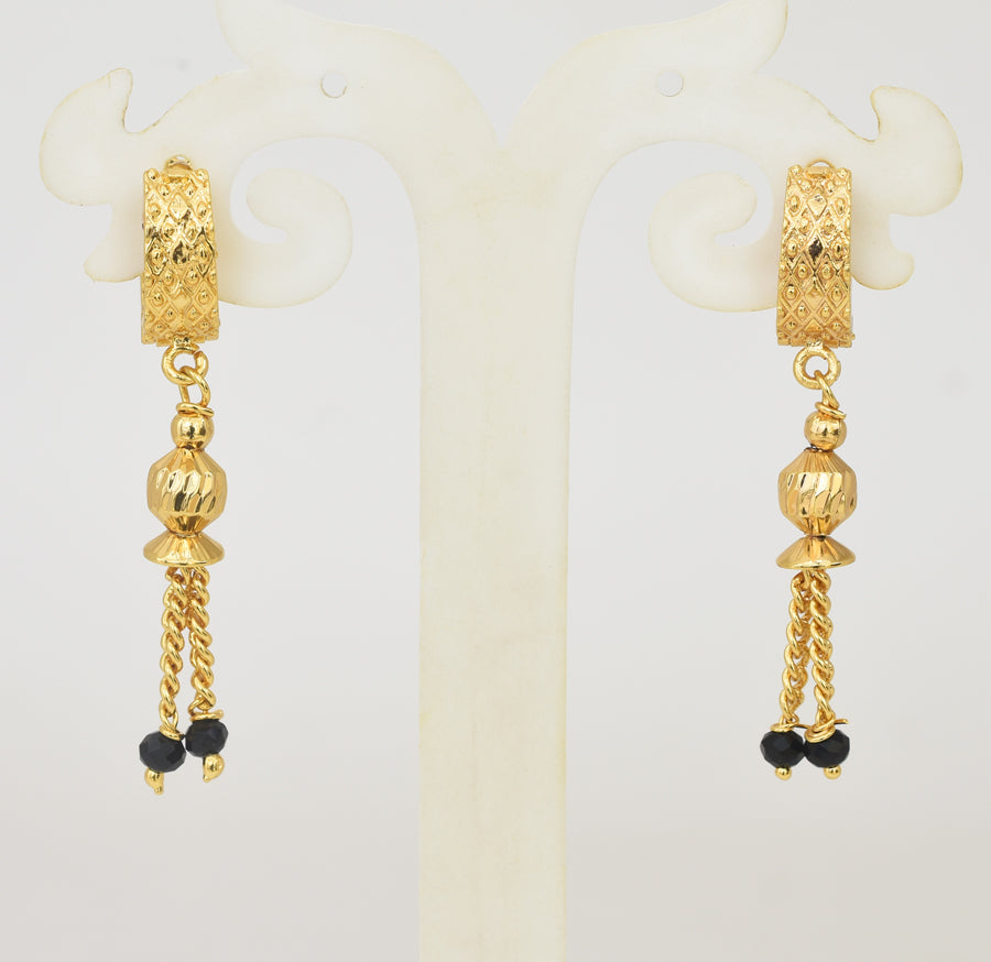 Black Crystal Glazing Hanging Hoop Earrings - Y101407