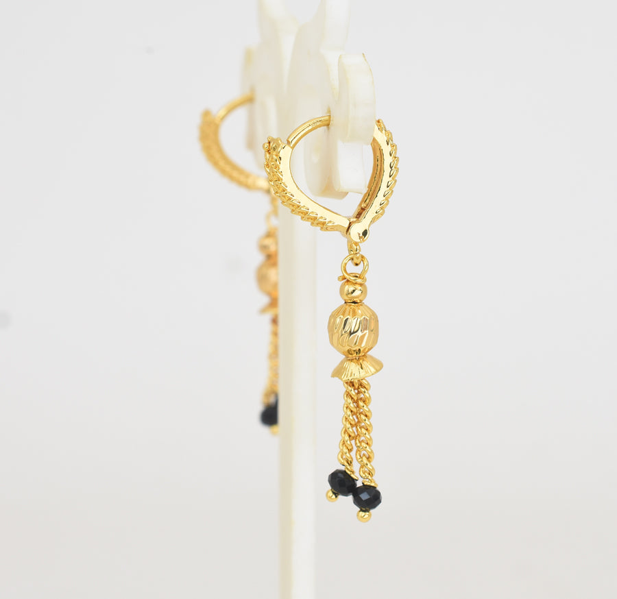 Black Crystal Dainty Hanging Hoop Earrings - Y101408