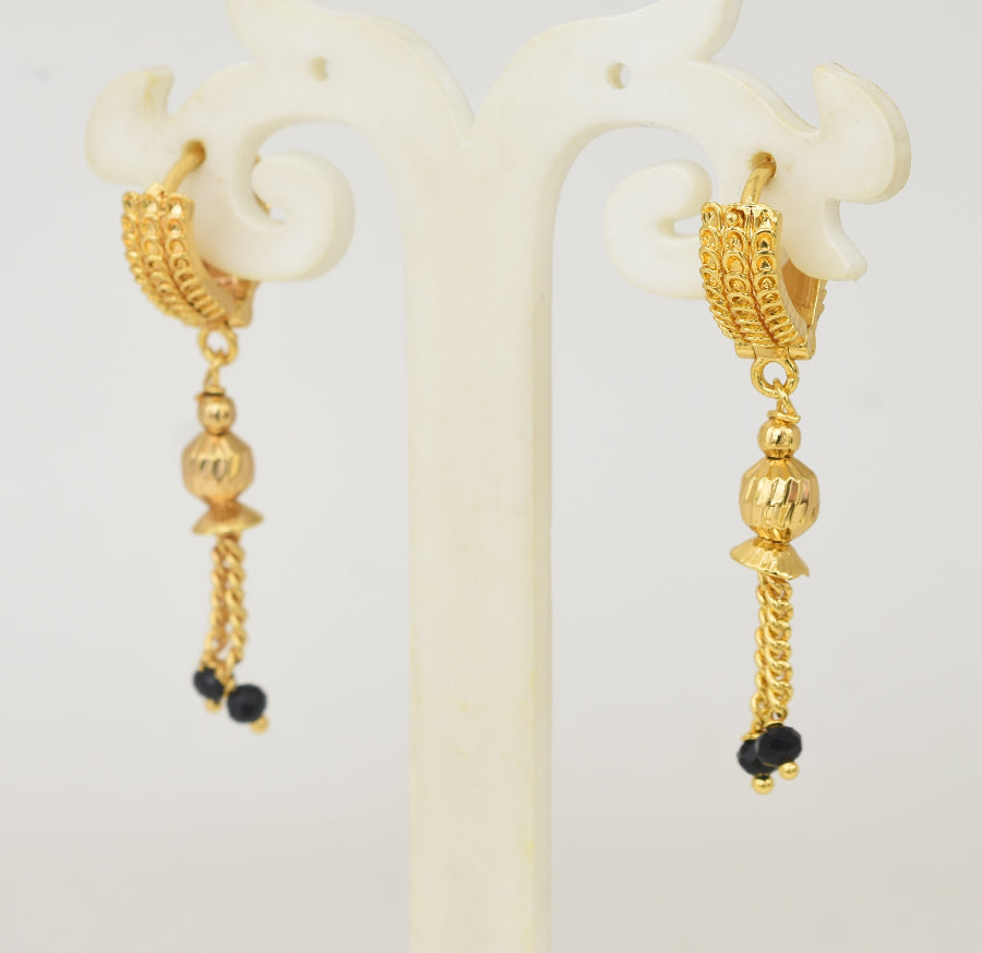 Black Crystal Dainty Hanging Hoop Earrings - Y101408